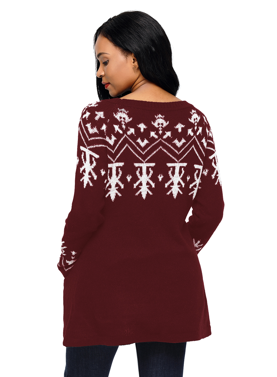 BY27720-3 Burgundy A-line Casual Fit Christmas Fashion Sweater